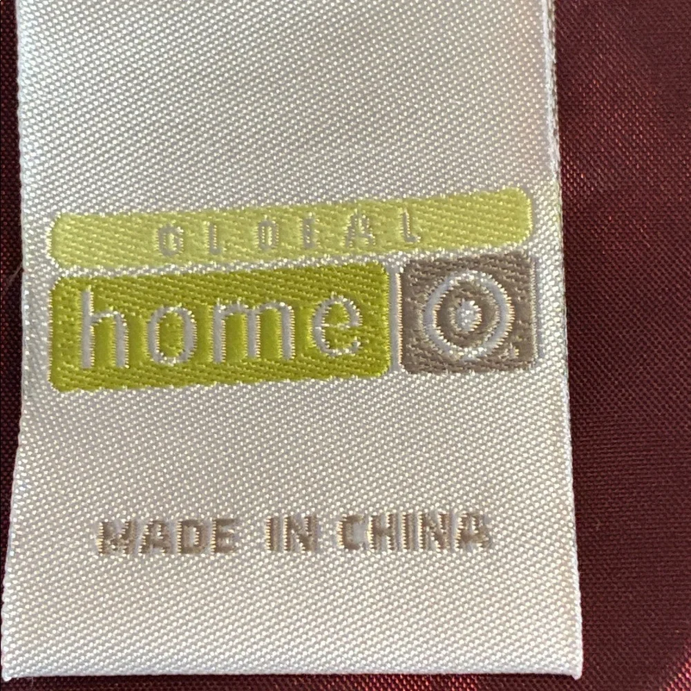 Global Home burgundy satin beaded window curtain valance set of 4 traditional